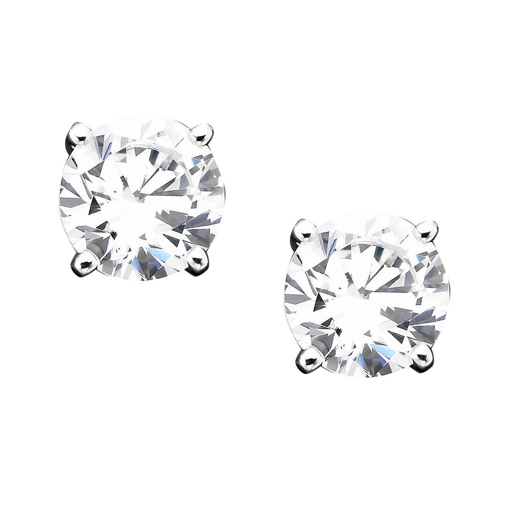 Giani Bernini 5mm Cubic Zirconia Sterling Silver Stud Earrings Classic NEW *Flaw